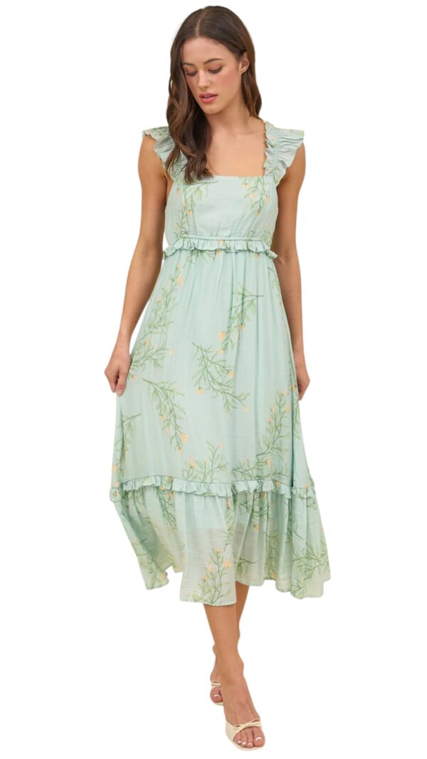 BLUPEPPER SMOCKED BODICE FLORAL MIDI DRESS - Image 3