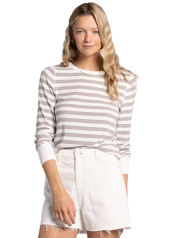 THREAD & SUPPLY STACY TOP WHITE/TAUPE STRIPE - Image 2