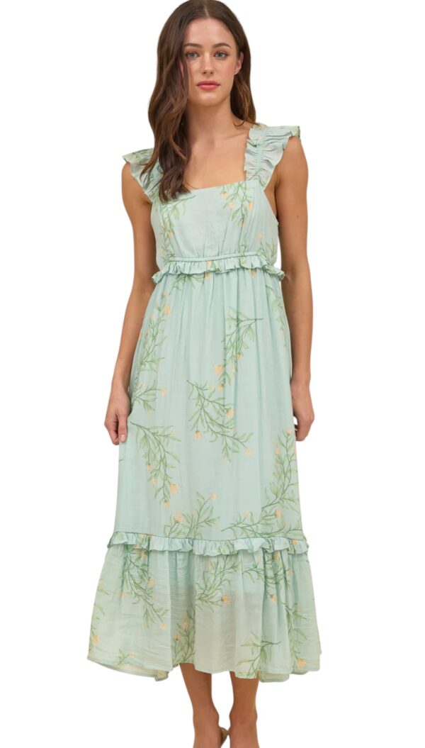 BLUPEPPER SMOCKED BODICE FLORAL MIDI DRESS - Image 2