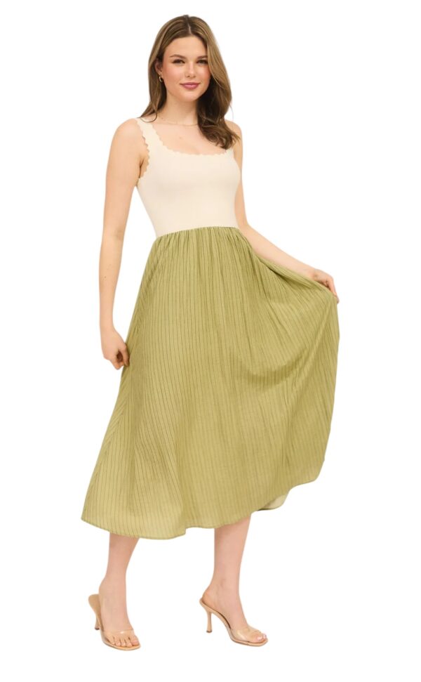 BLUPEPPER KNIT TANK MIDI WITH COTTON SKIRT - Image 4