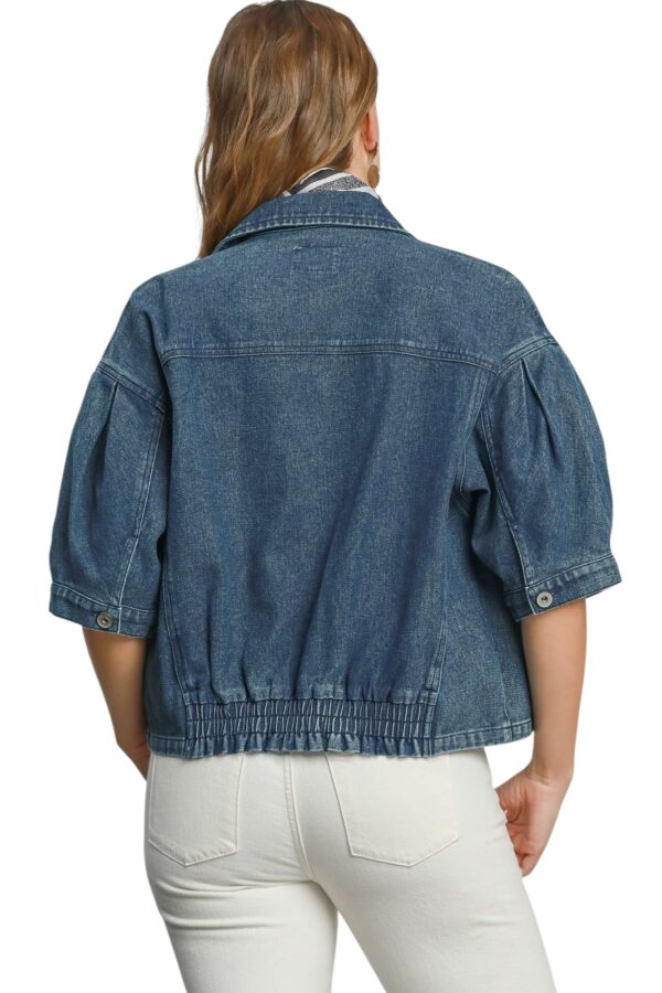 UMGEE PUFF SLEEVE MINERAL WASH DENIM JACKET - Image 7