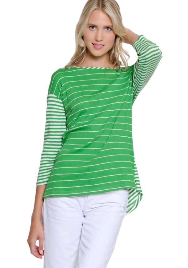 MULTIPLES 3/4 SLEEVE STRIPED LACED BACK TOP - Image 3