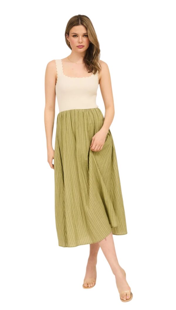 BLUPEPPER KNIT TANK MIDI WITH COTTON SKIRT - Image 3