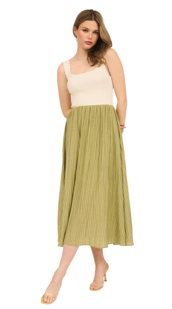 BLUPEPPER KNIT TANK MIDI WITH COTTON SKIRT - Image 2