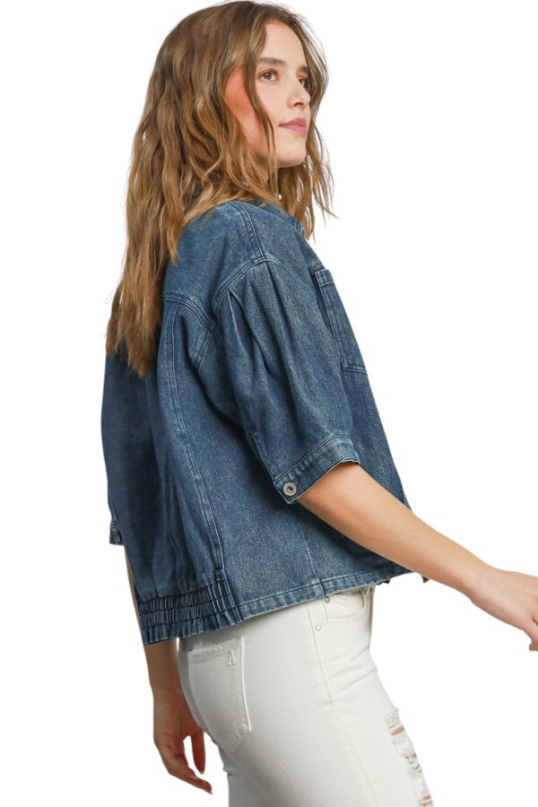 UMGEE PUFF SLEEVE MINERAL WASH DENIM JACKET - Image 4